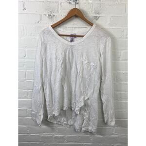Wilt Women's V Neck Blouse Top Long Sleeve 100% Cotton White Size Medium